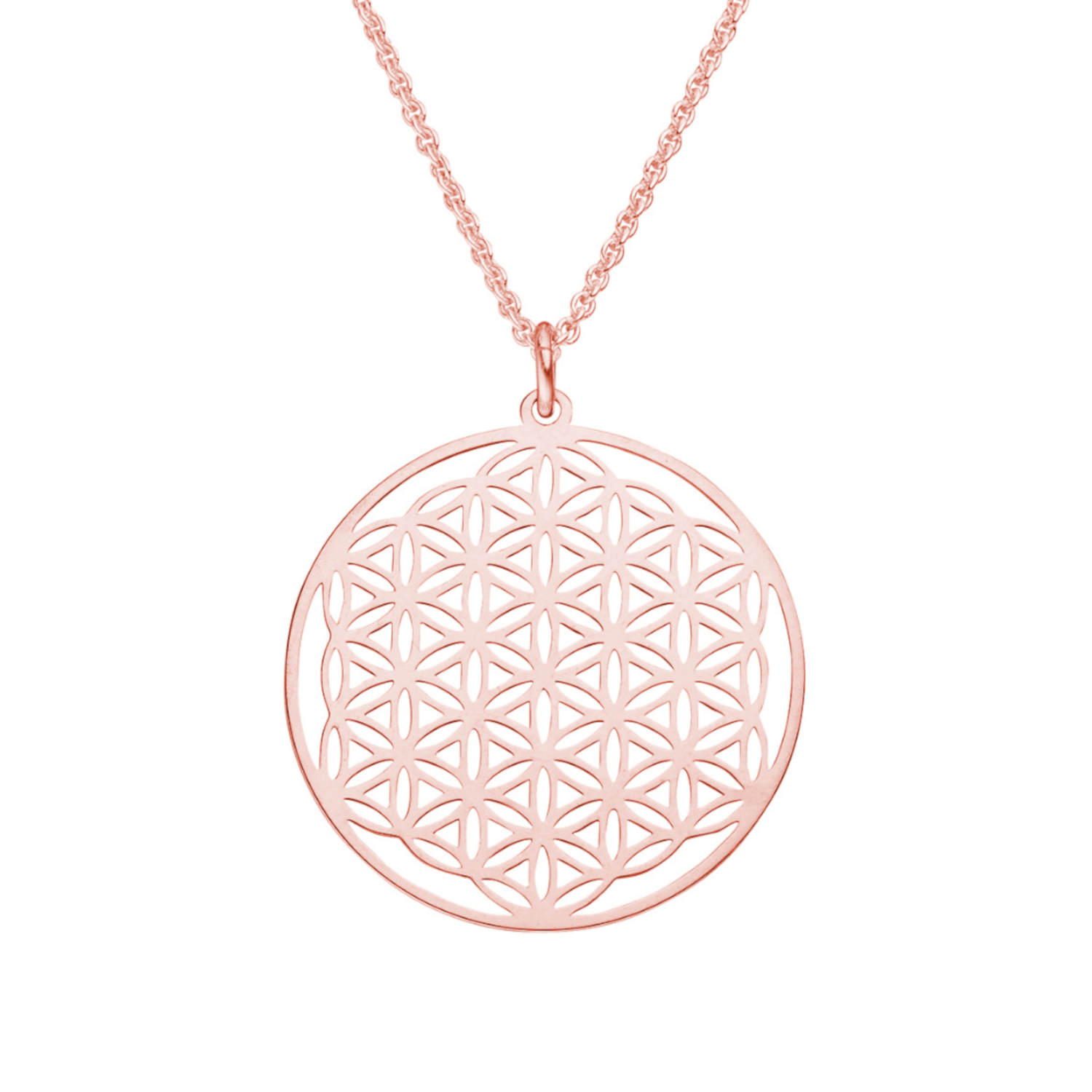 Halskette Lebensblume Anhänger 925 Silber roseveregoldet ø 25 mm | Blume des Lebens Kette Schmuck