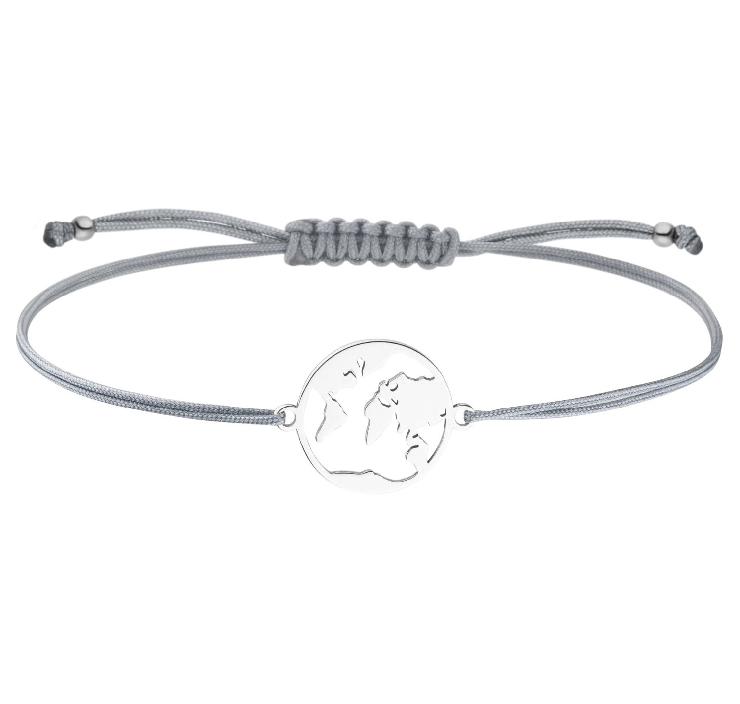 Armband Weltkarte 925 Silber | Farbe personalisierbar - Armbändchen Welt Globus Weltkugel