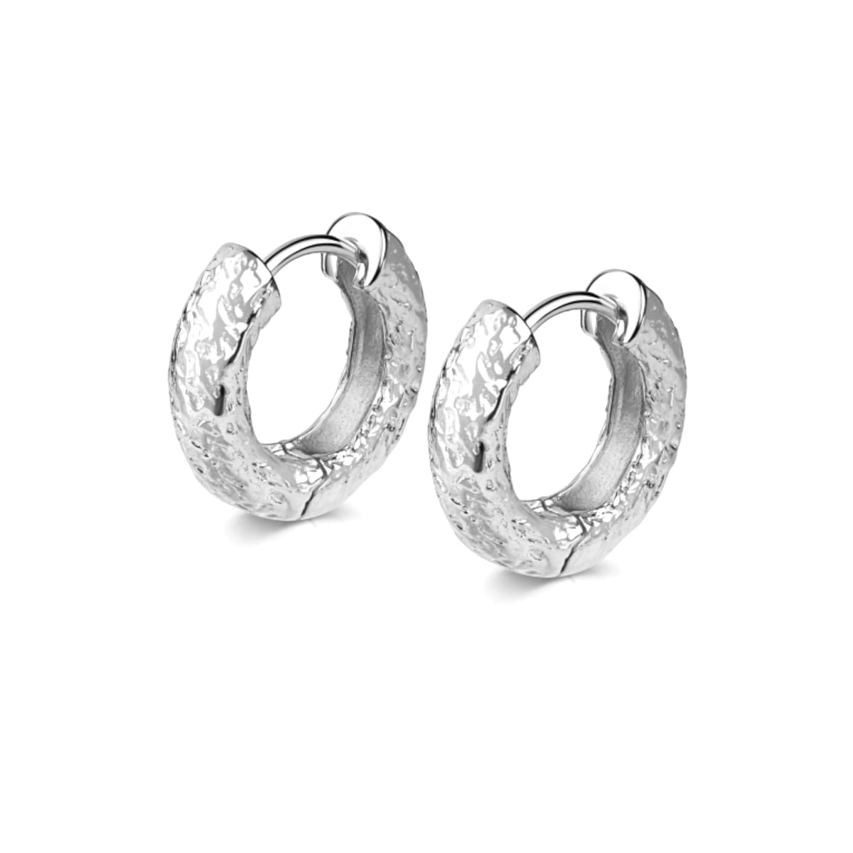 Klappcreolen gehämmert Creolen mit Struktur 925 Silber  Ø 17,5 mm