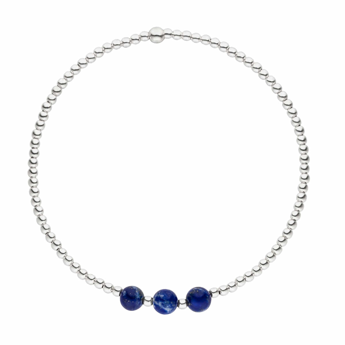 Zartes Lapislazuli Perlenarmband 925 Silber - Elastischer Schmuck