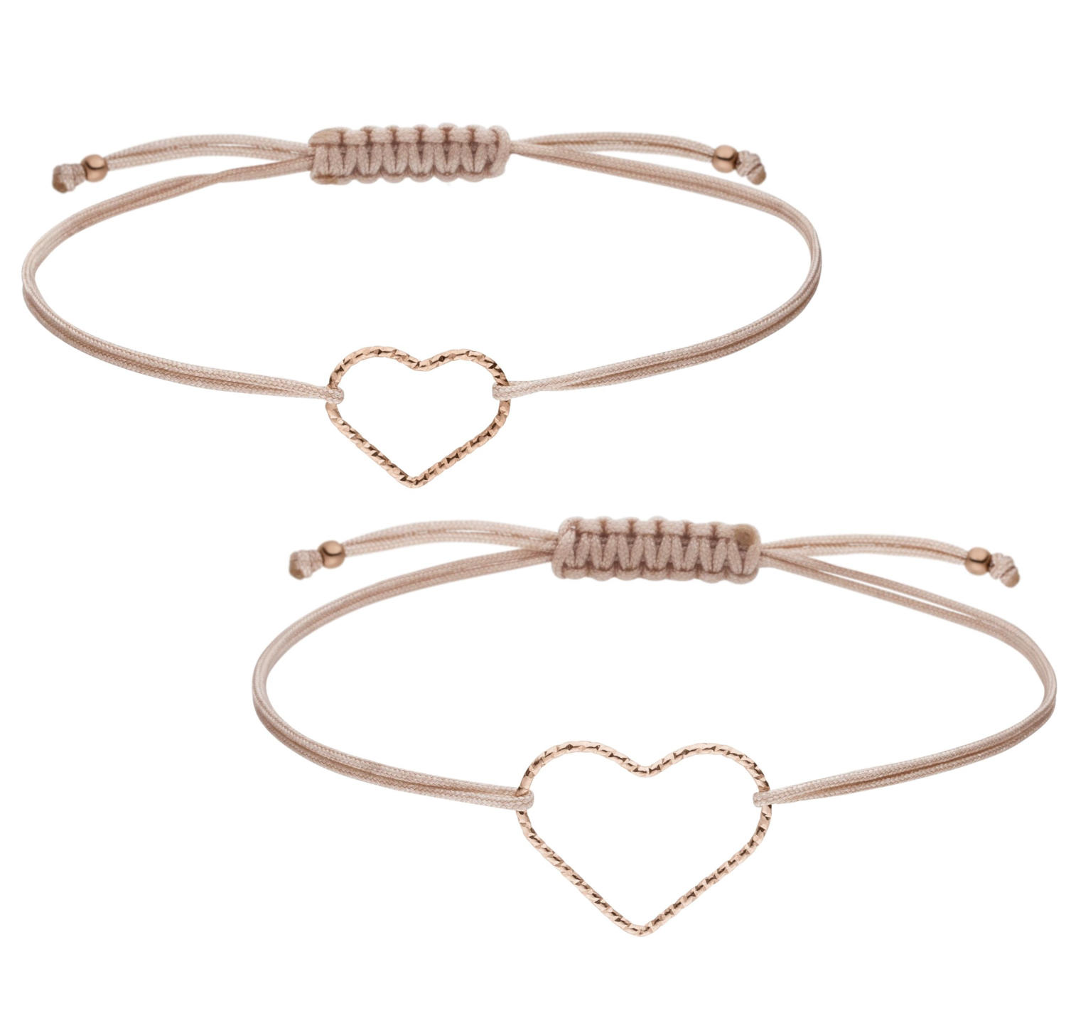 Mutter Tochter Armband Herz 925 Silber Rosevergoldet-Nude | Partnerlook Liebe Schmuck
