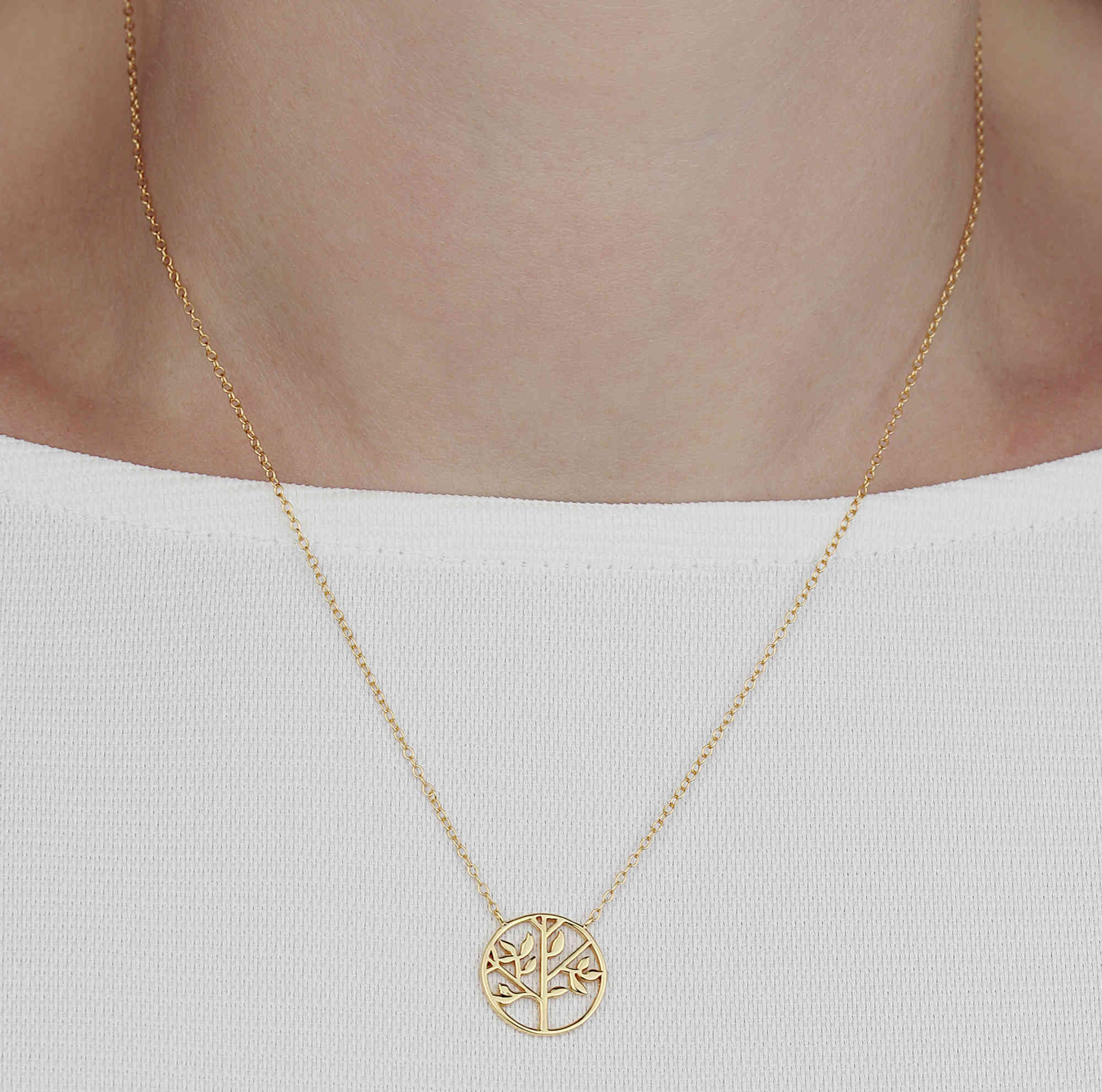 Halskette Anhäger Baum 925 Silber vergoldet