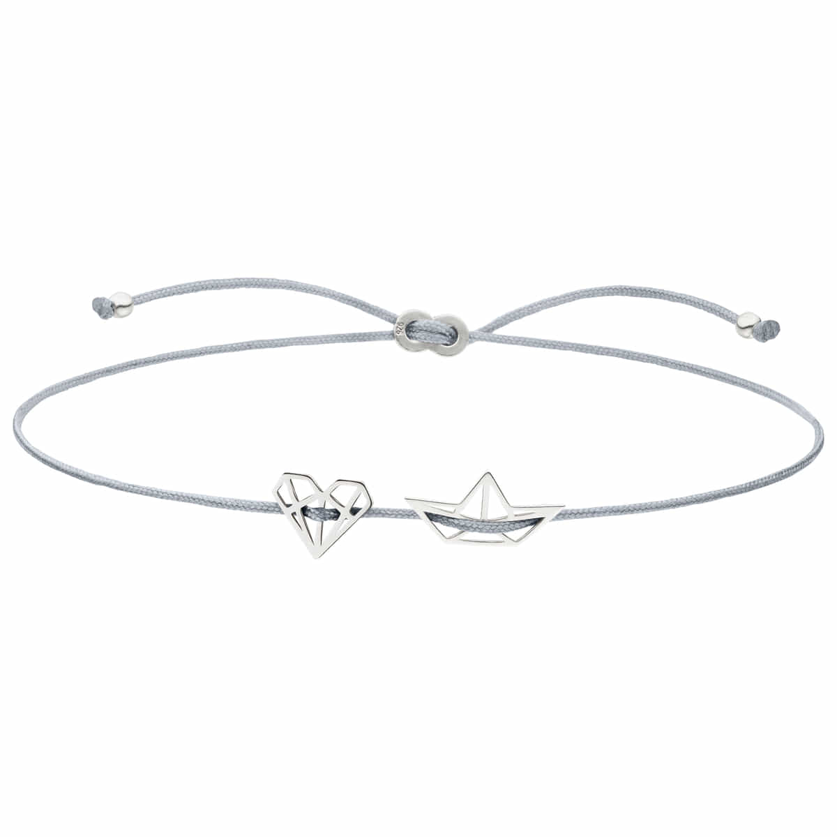 Origami Mini Papierboot Herz Damenarmband - 925 Silber