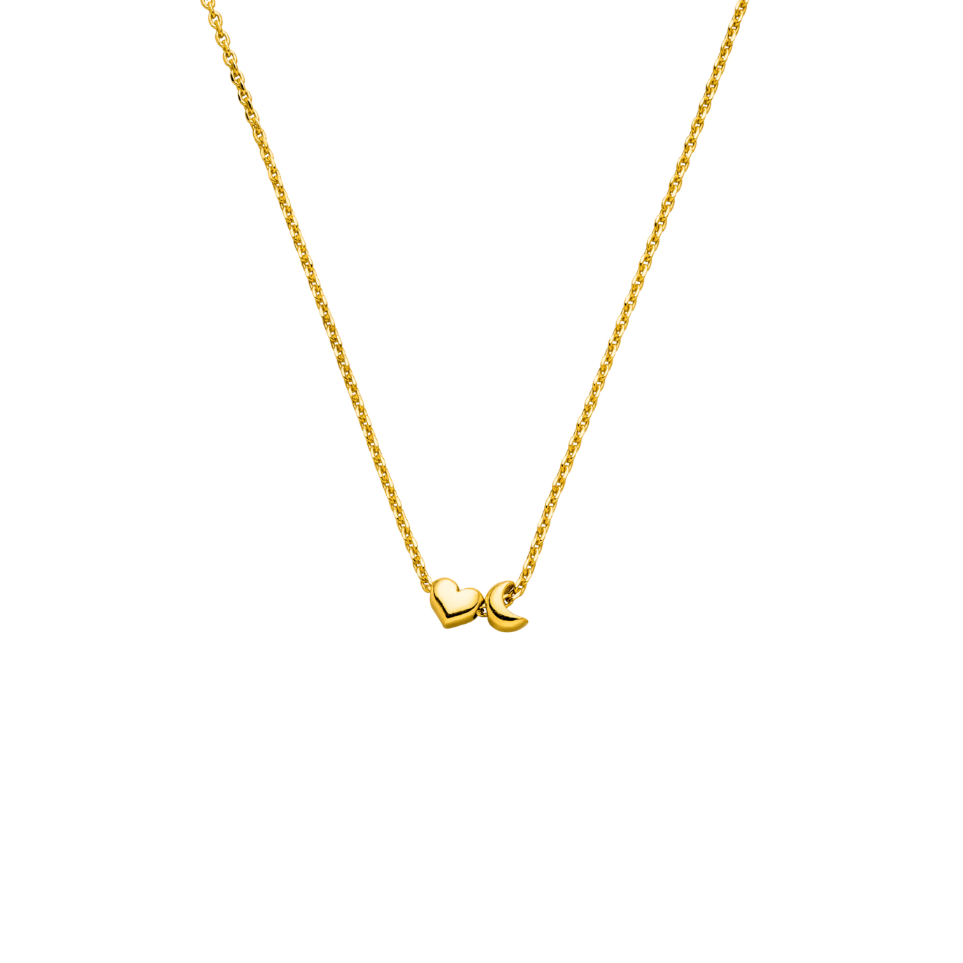 Mini Herzchen Mondsichel Halskette 925 Silber vergoldet