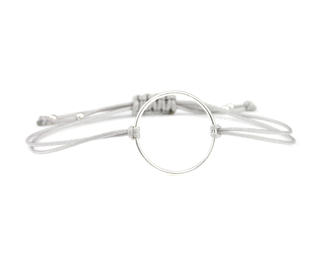 Textil Ring Armband Silber-GRAU 925 Silber | Kreis Armband Individualisierbar