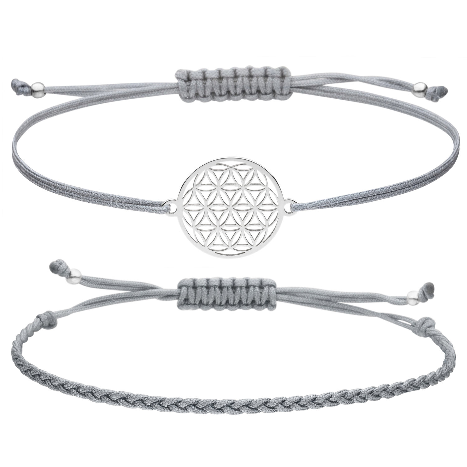 Armband Set Blume des Lebens und Geflecht 925 Silber | Lebensblume Schmuck-Set