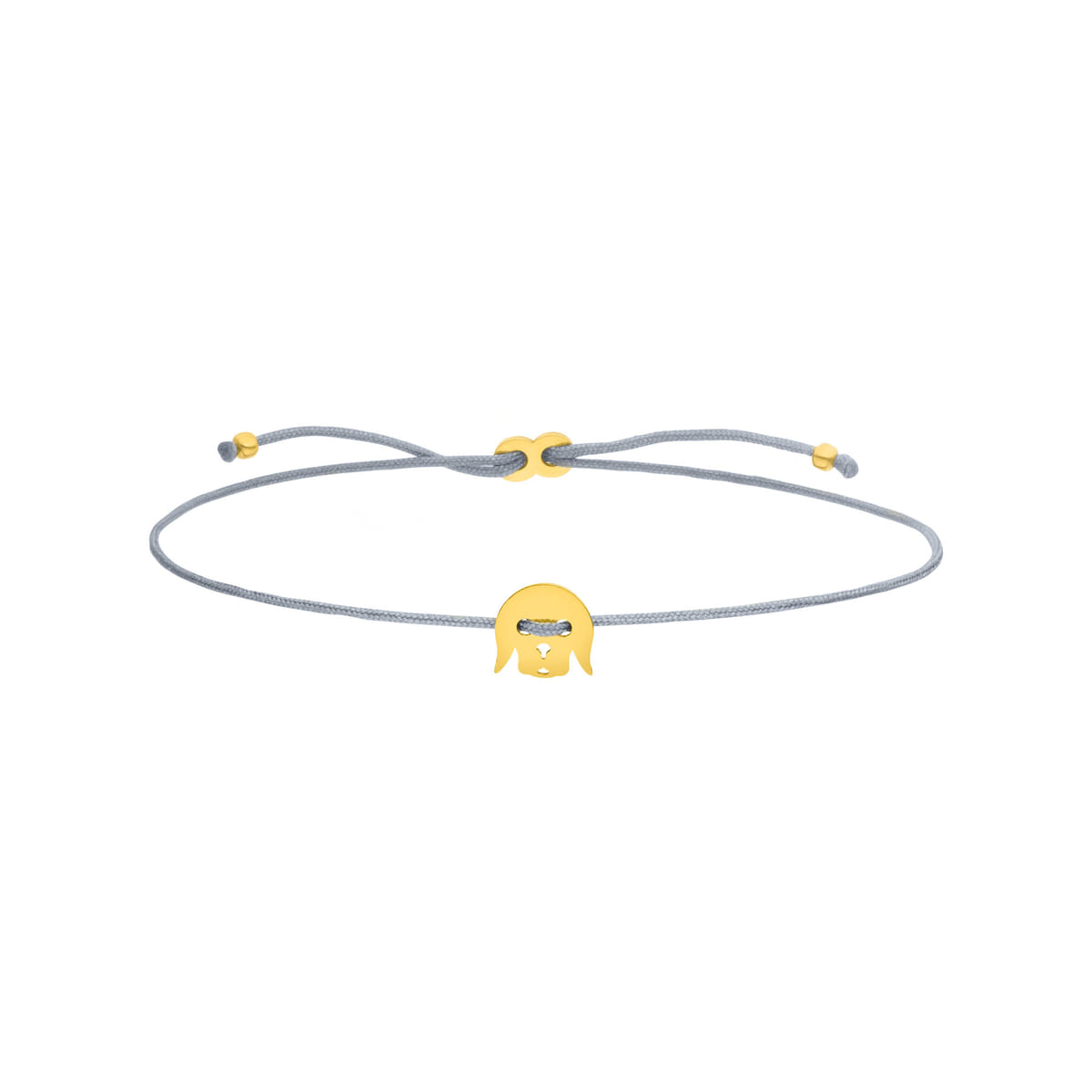 Armband Hund 925 Silber vergoldet - Haustier Textilarmband Tiersymbol klein zart