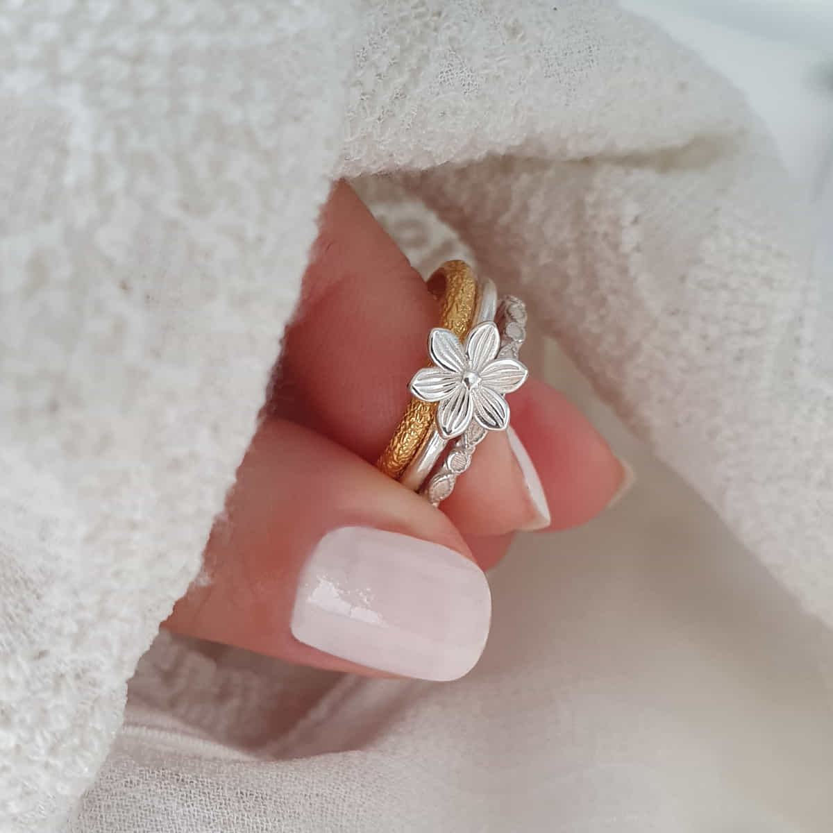 3er Ring-Set für Damen, Größe 52