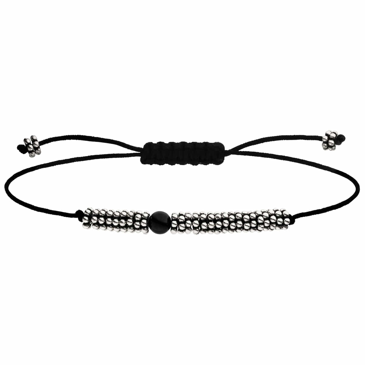 Textilarmband Onyx-Silber, 925 Silber