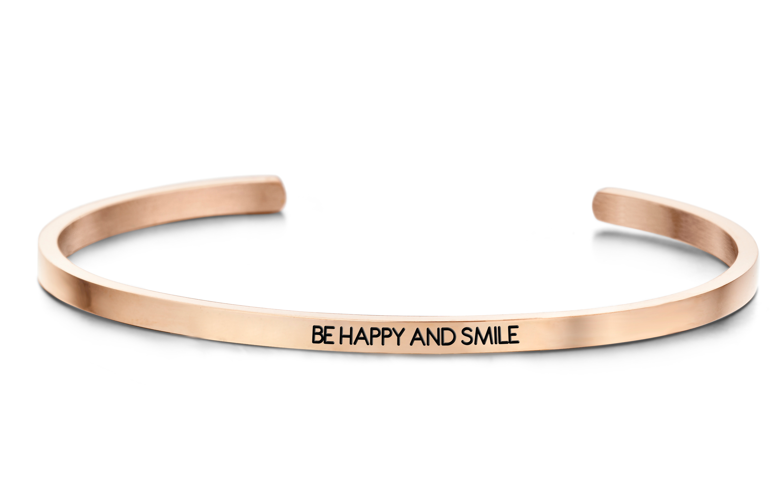 Key Moments Armreif Gravur BE HAPPY AND SMILE Zirkonia - hochwertiger Edelstahl IPG Rose