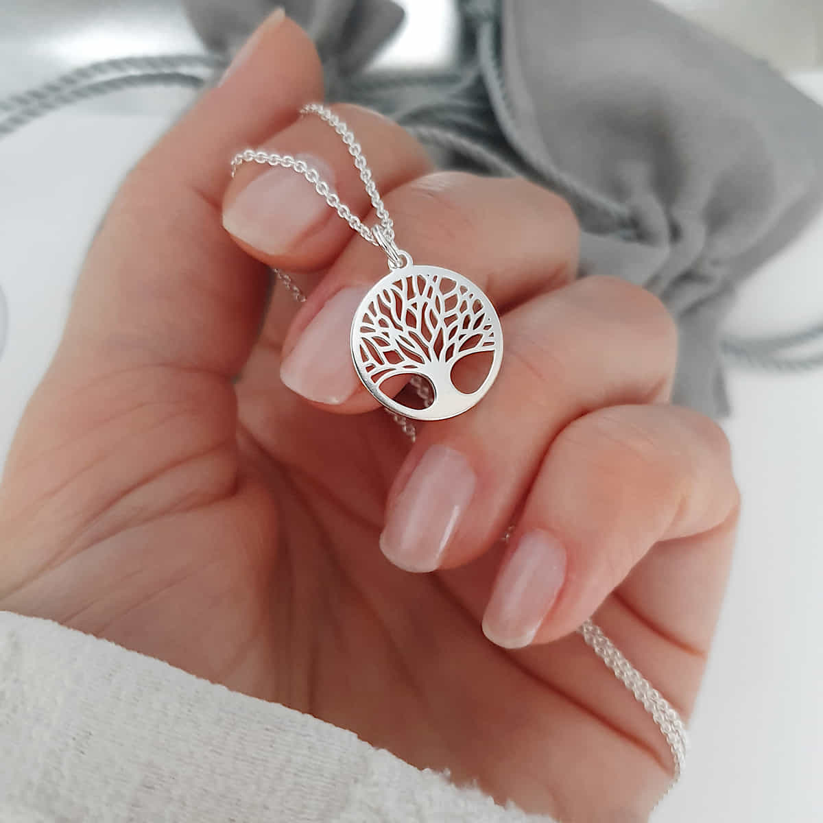 Kette Lebensbaum 925 Silber Familienstammbaum ø 16 mm