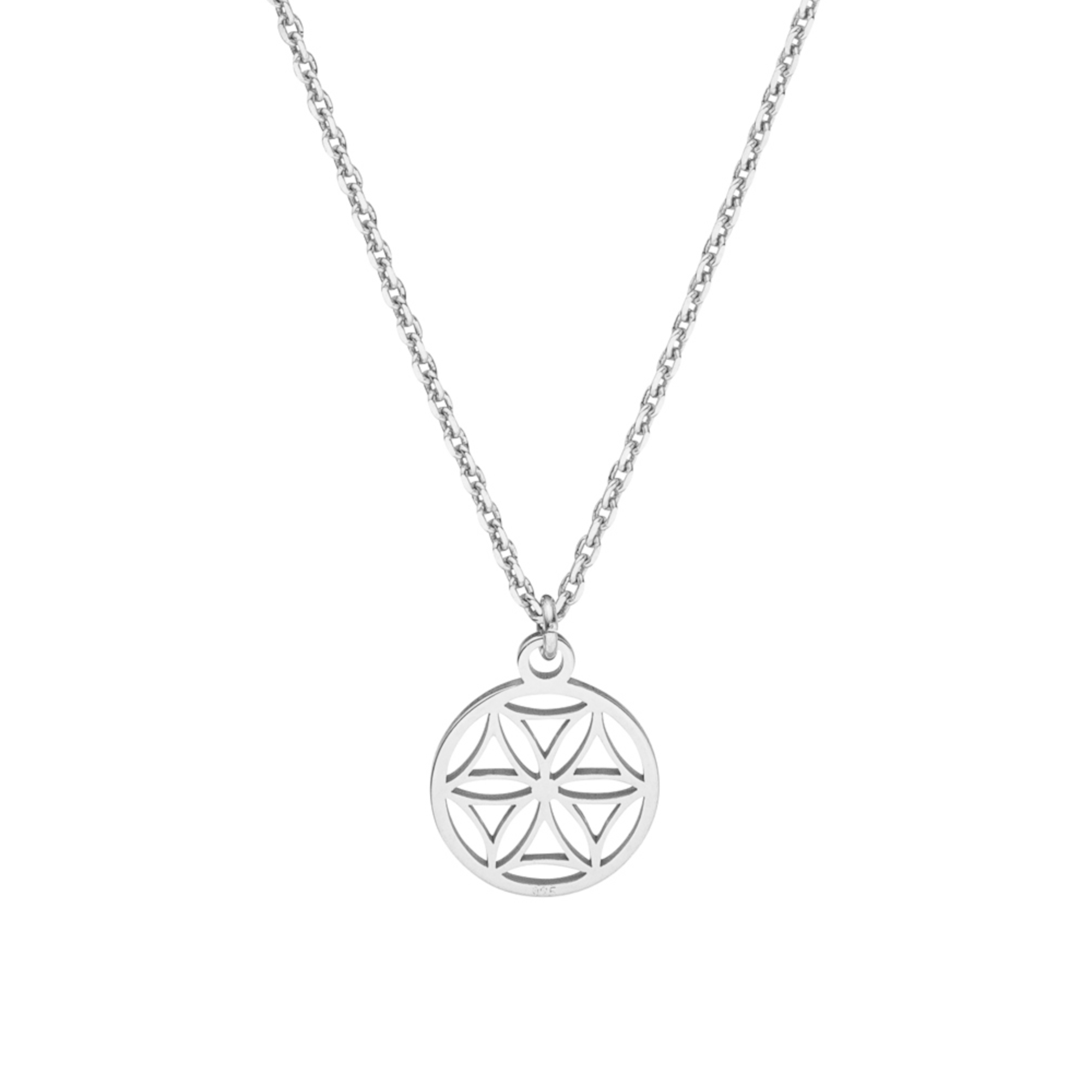 Halskette kleine Lebensblume 925 Silber ø 10 mm | Kette mini Blume des Lebens Anhänger