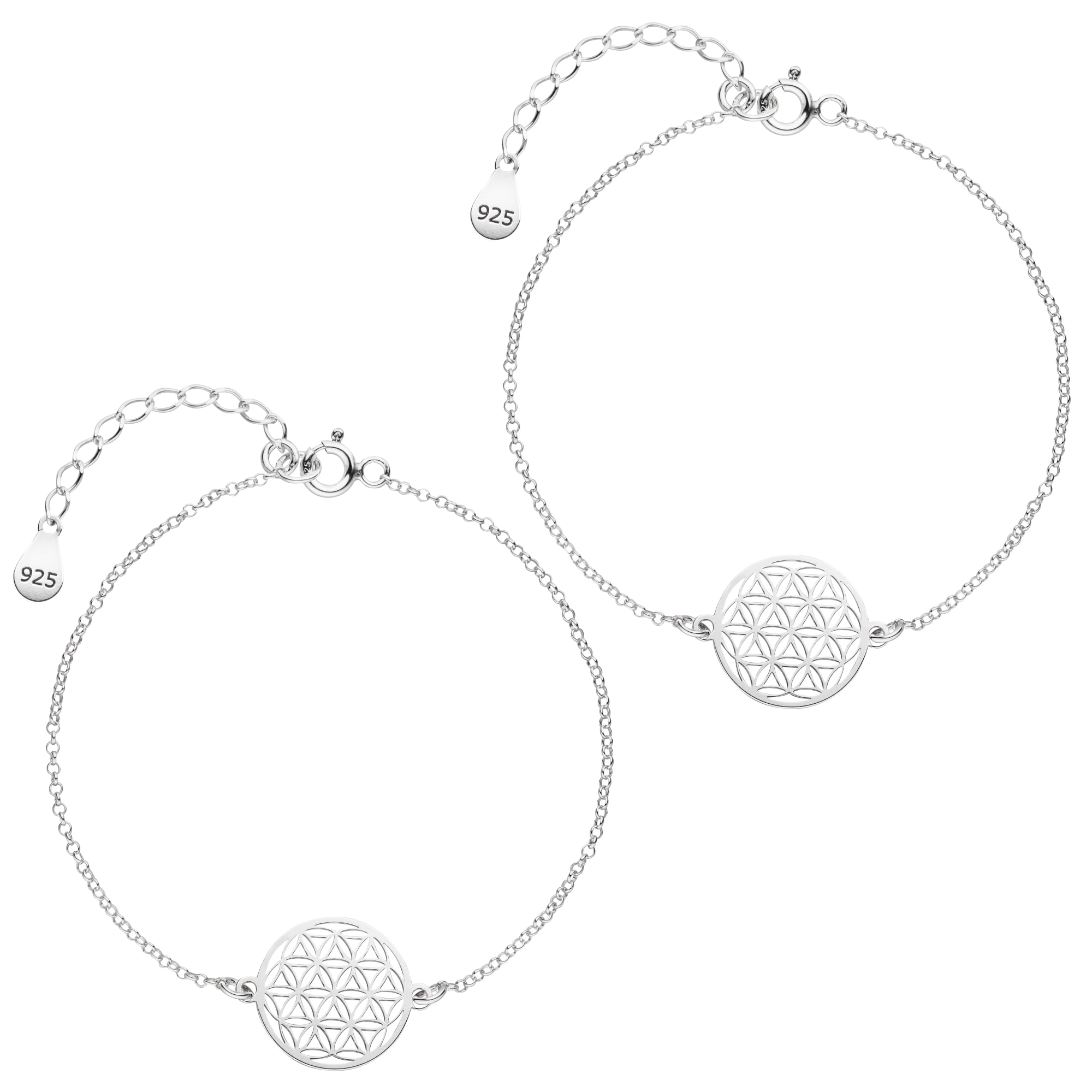Mutter Tochter Lebensblume Armketten Set 925 Silber | Schmuck Blume des Lebens Armbänder