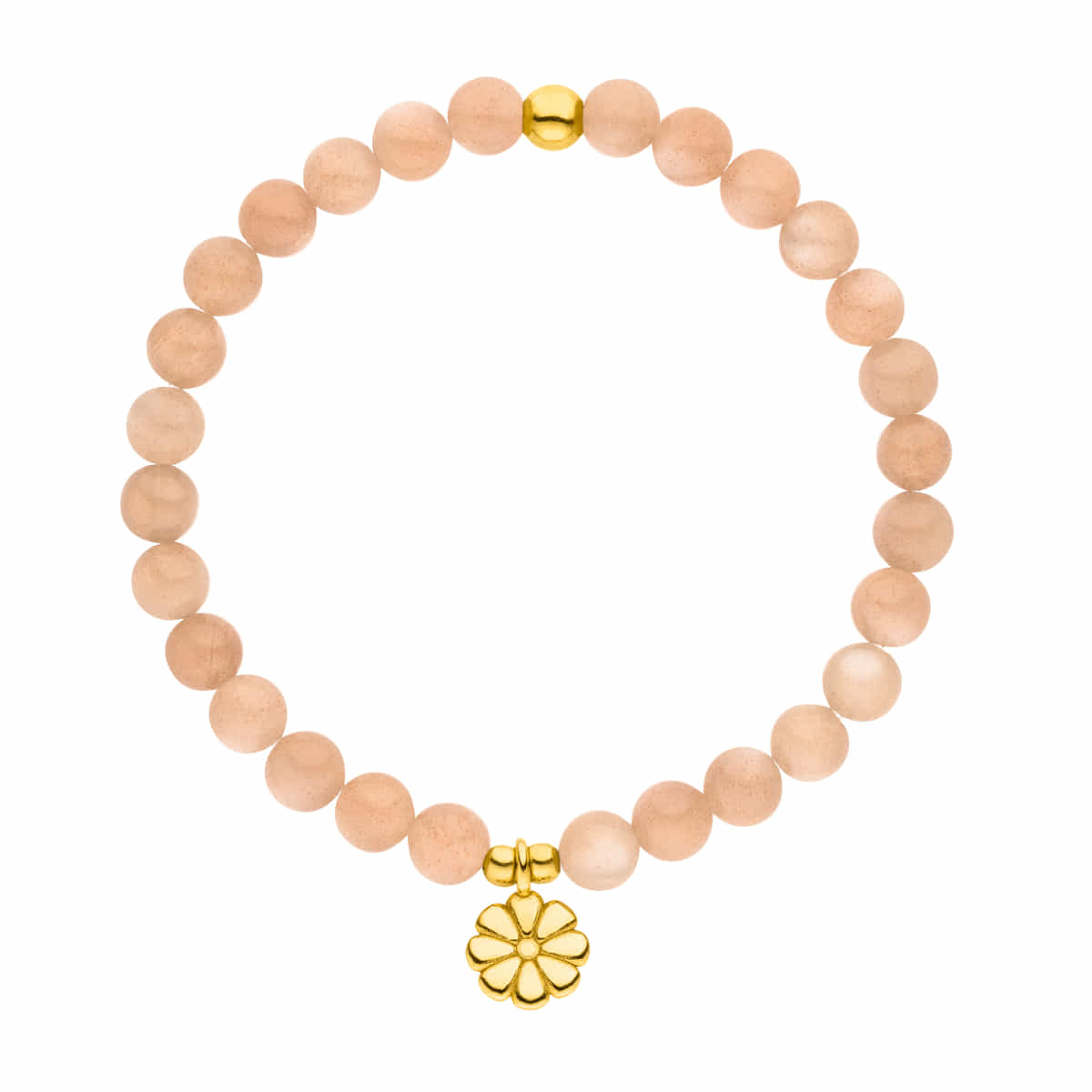 Mondstein Gänseblümchen Stretch-Armband 925 Silber vergoldet - Naturstein elastisch
