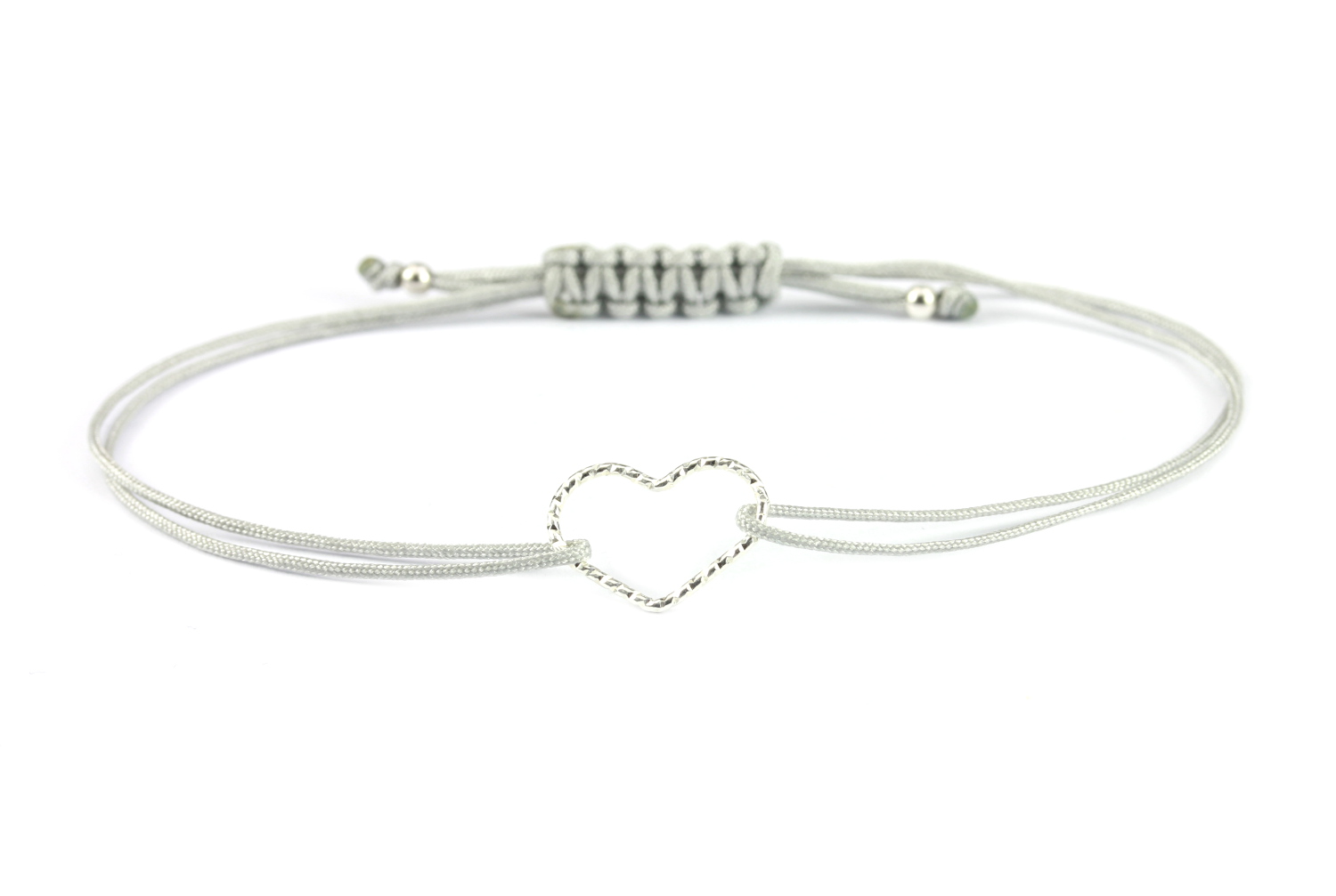 Freundschaftsarmband Herz 925 Silber Silber- Hellgrau | Liebe Schmuck
