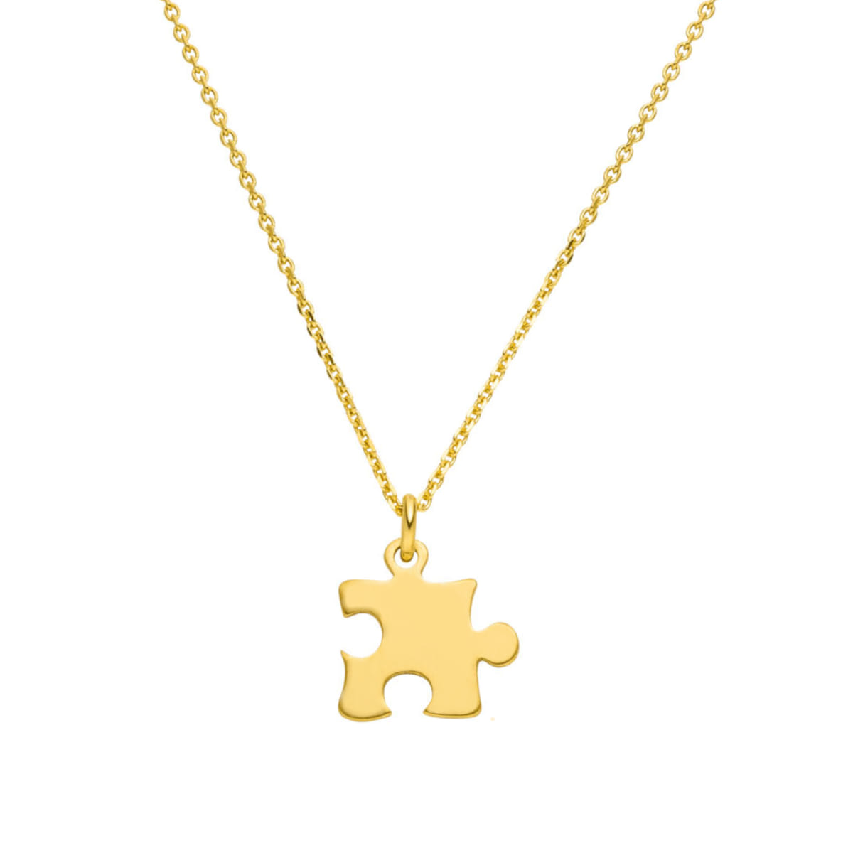 Halskette Puzzleteil 925 Silber vergoldet | Kette Puzzle Anhänger glänzende Oberfläche