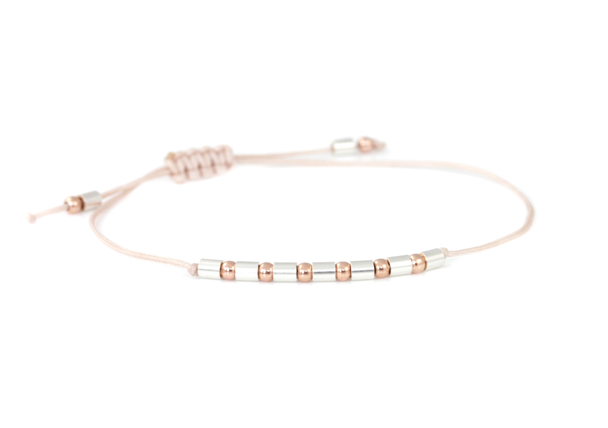 Kugelarmband 925 Silber Rose-Silber  | Armband verstellbar - auch für schmale Handgelenke