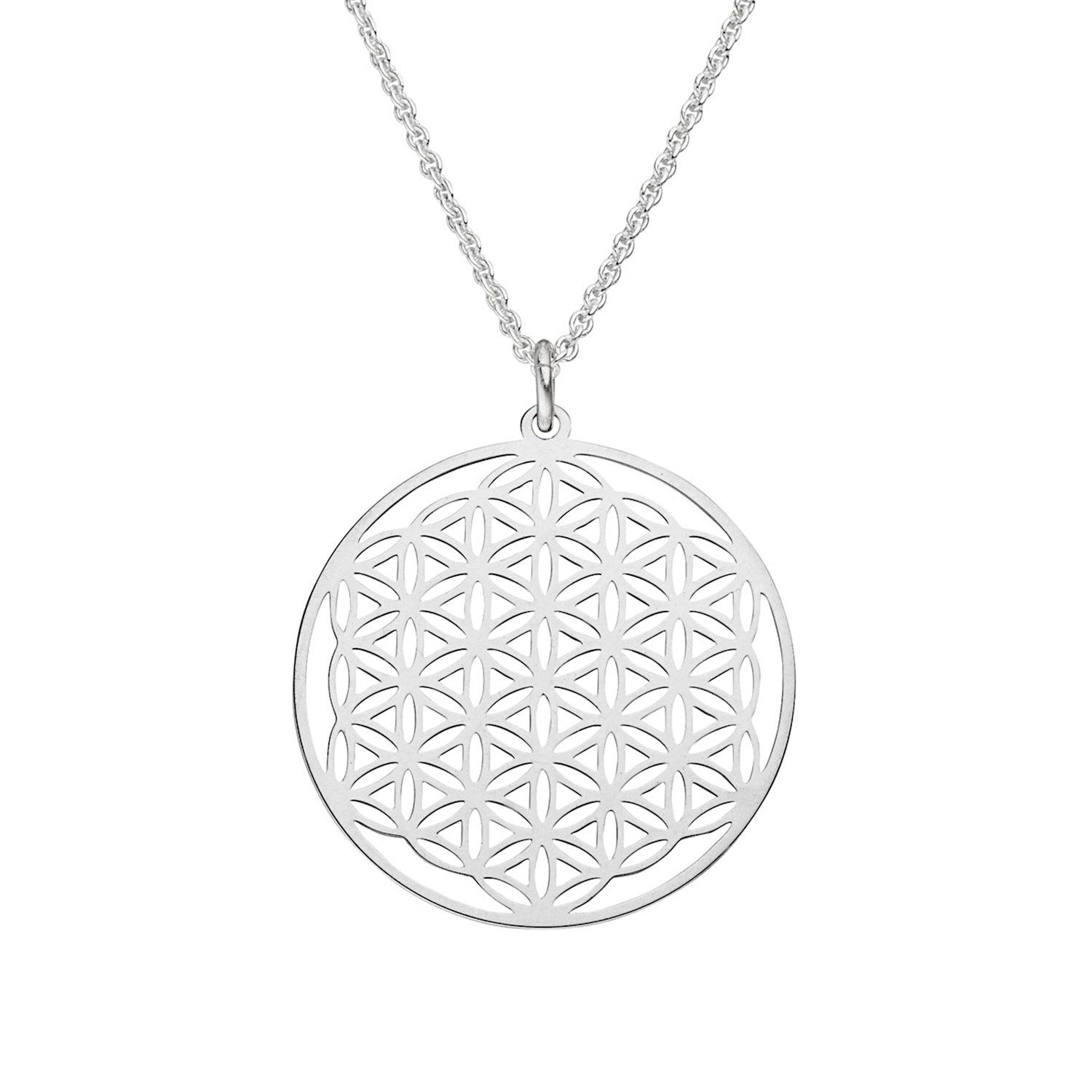 Halskette Lebensblume Anhänger 925 Silber ø 25 mm Model 0.4 | Blume des Lebens Silberkette Kette