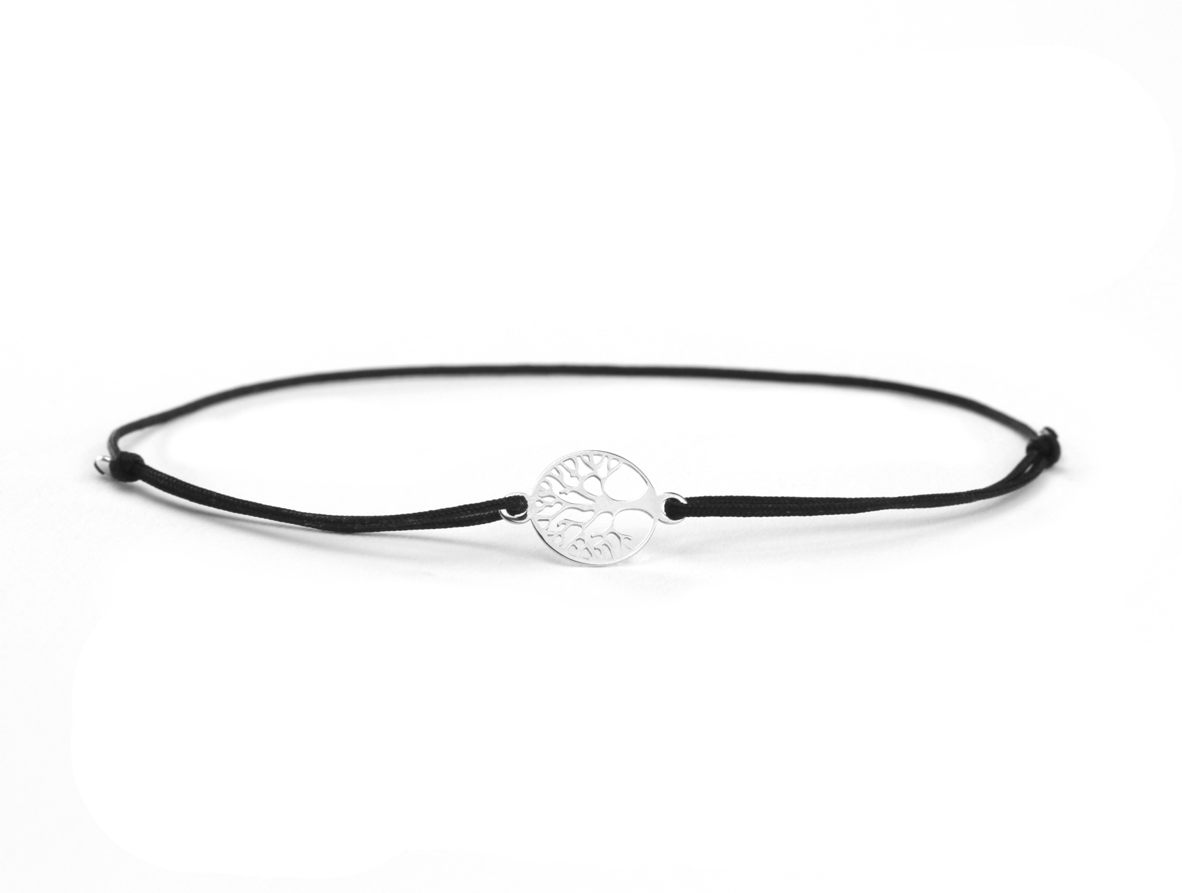 Freundschaftsarmband Lebensbaum Mini 925 Silber -Schwarz | Armband Baum des Lebens