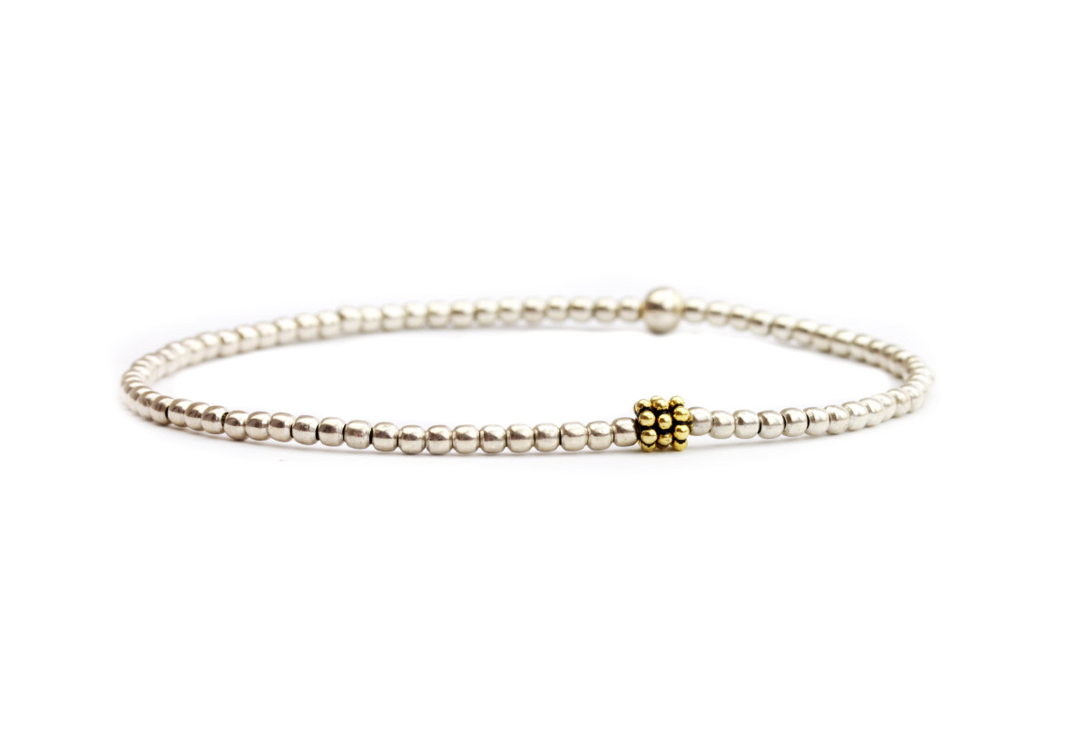 Feines Armband in Silber-Gold, 925 Silber teils vergoldet | Kugelarmband