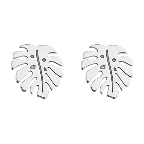 Monstera Ohrstecker 925 Silber | Blatt Ohrringe